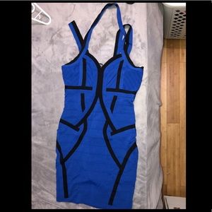 Blue and black Bebe bandage dress